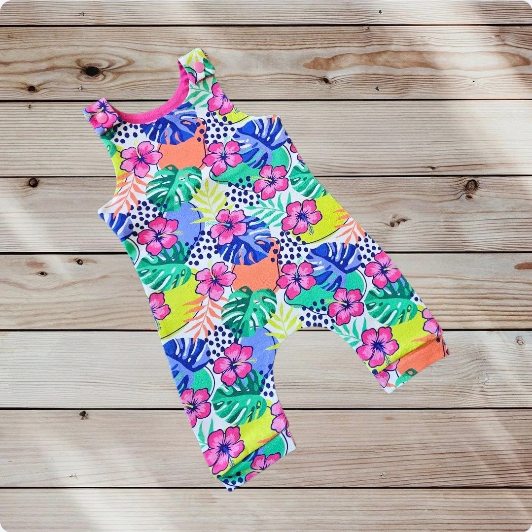 Cotton Jersey Romper - Tropical Flowers