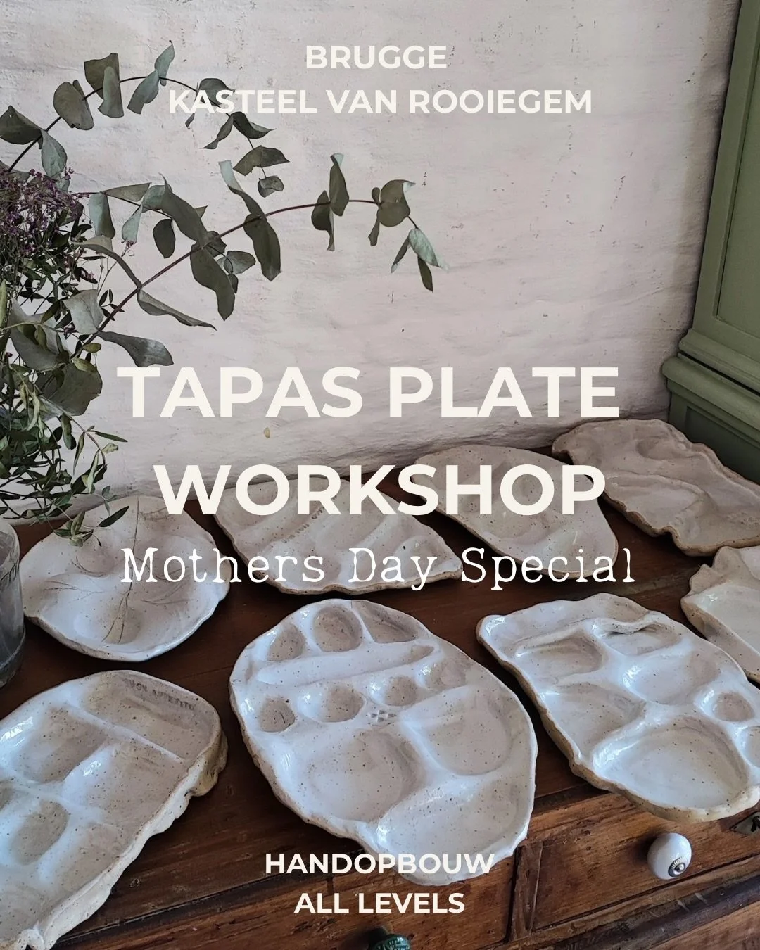 jullie favo workshop is terug !!! 

Na heel veel vraag besloten @marlowbrugge en ik de handen weer in elkaar te slaan en een nieuwe tapasplate workshop te organiseren.

Ditmaal op moederdag zelf - 10 mei - dus neem ze gerust mee en kom samen kleien e
