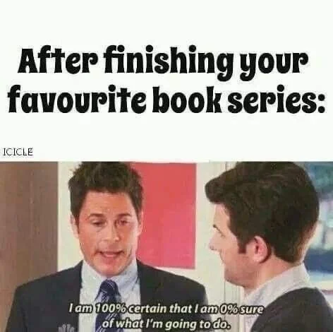 Life in general, but yeah, when I finish a great series and then can't find another for ages...I don't know what to do