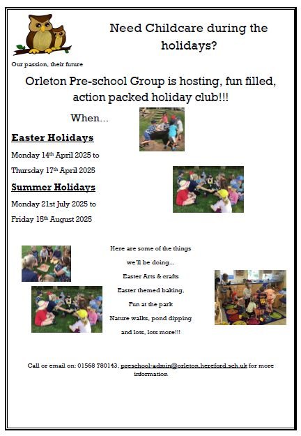 Hi all, we still have some spaces for Easter Holiday club
We can confirm that we will be open for Easter from Monday 14th April until Thursday 18th April.
We will also be over for 4 weeks over the Summer holidays starting Monday 21st July.