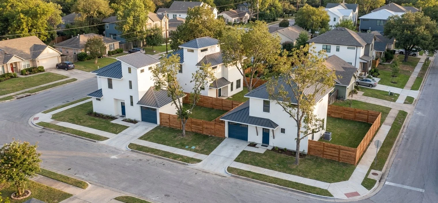 Residential three-unit urban infill development.