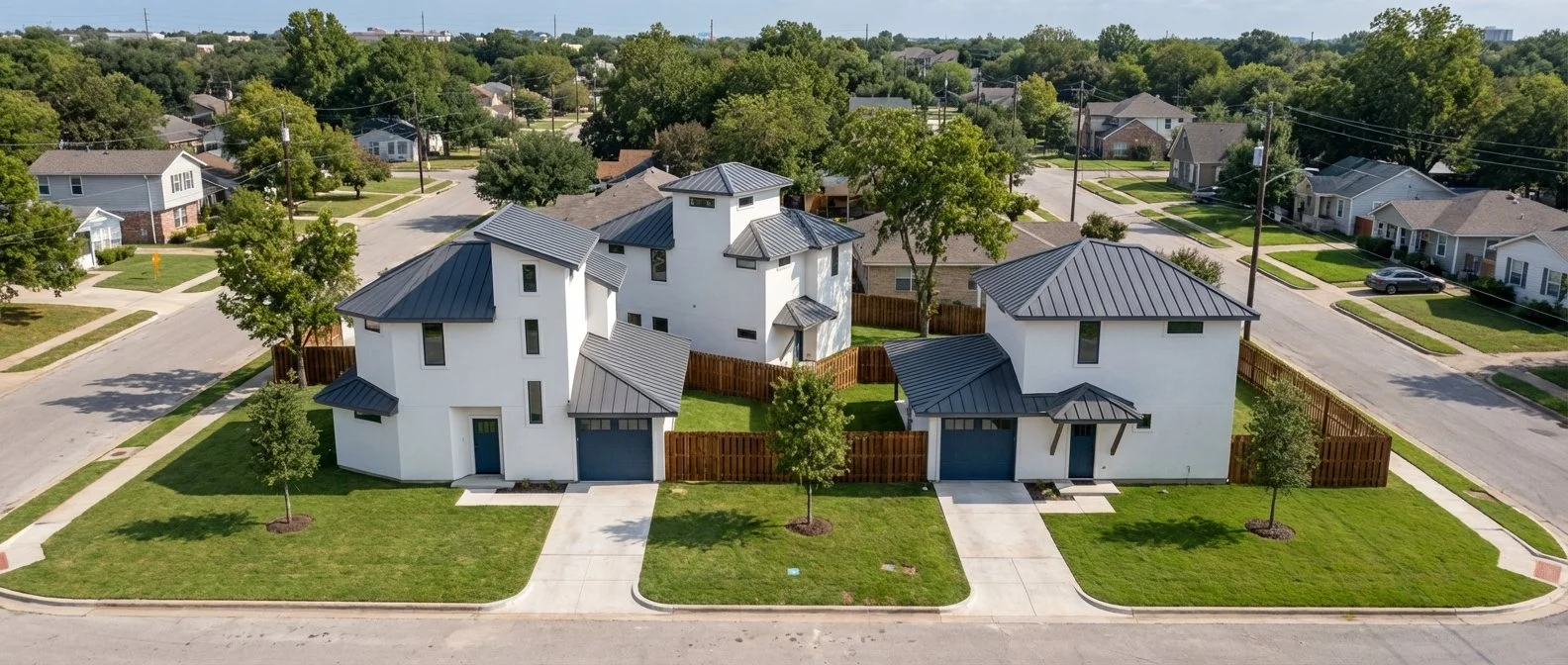 Residential three-unit urban infill development.