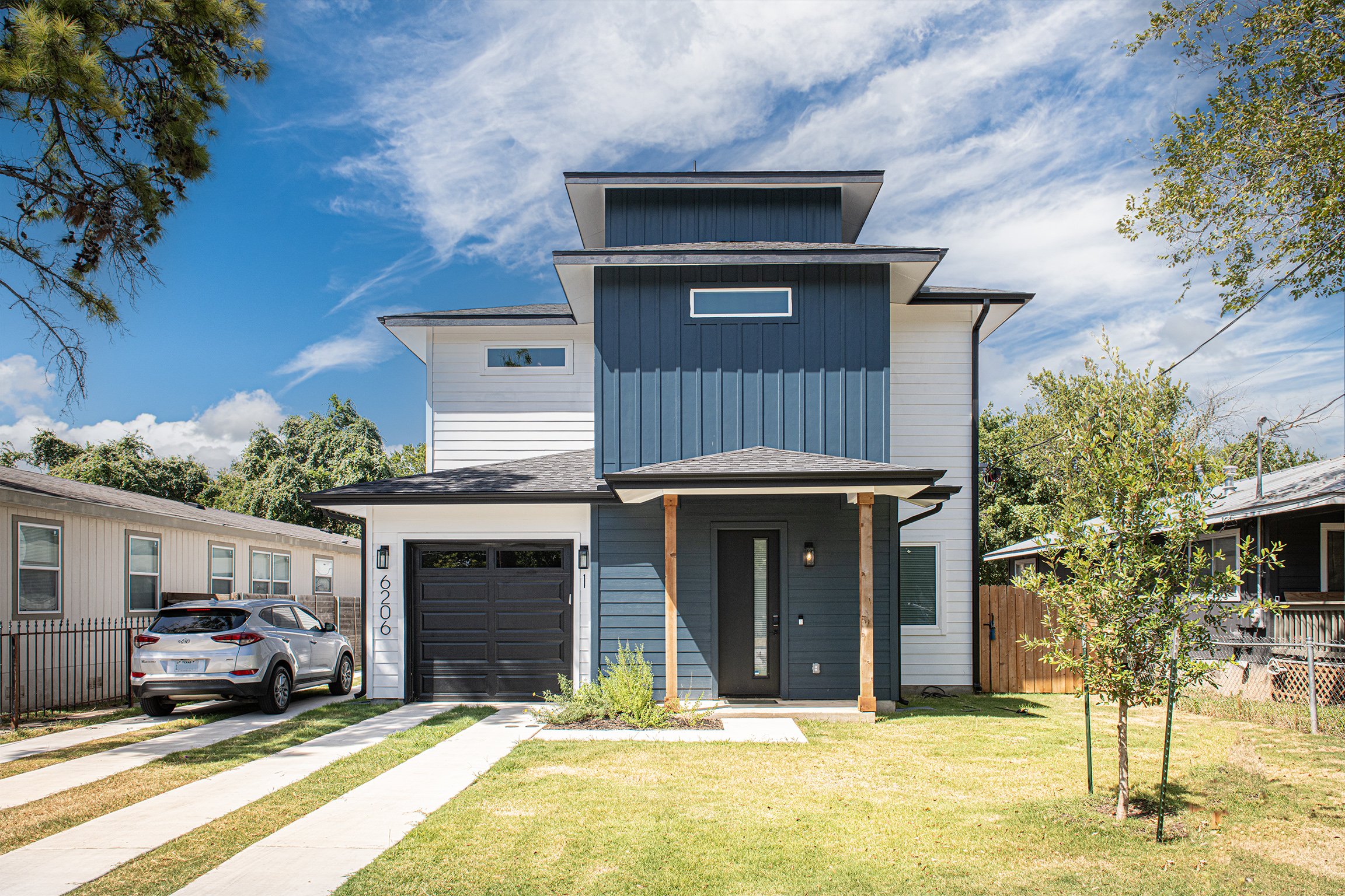 Residential two-unit (Primary + ADU) urban infill development.