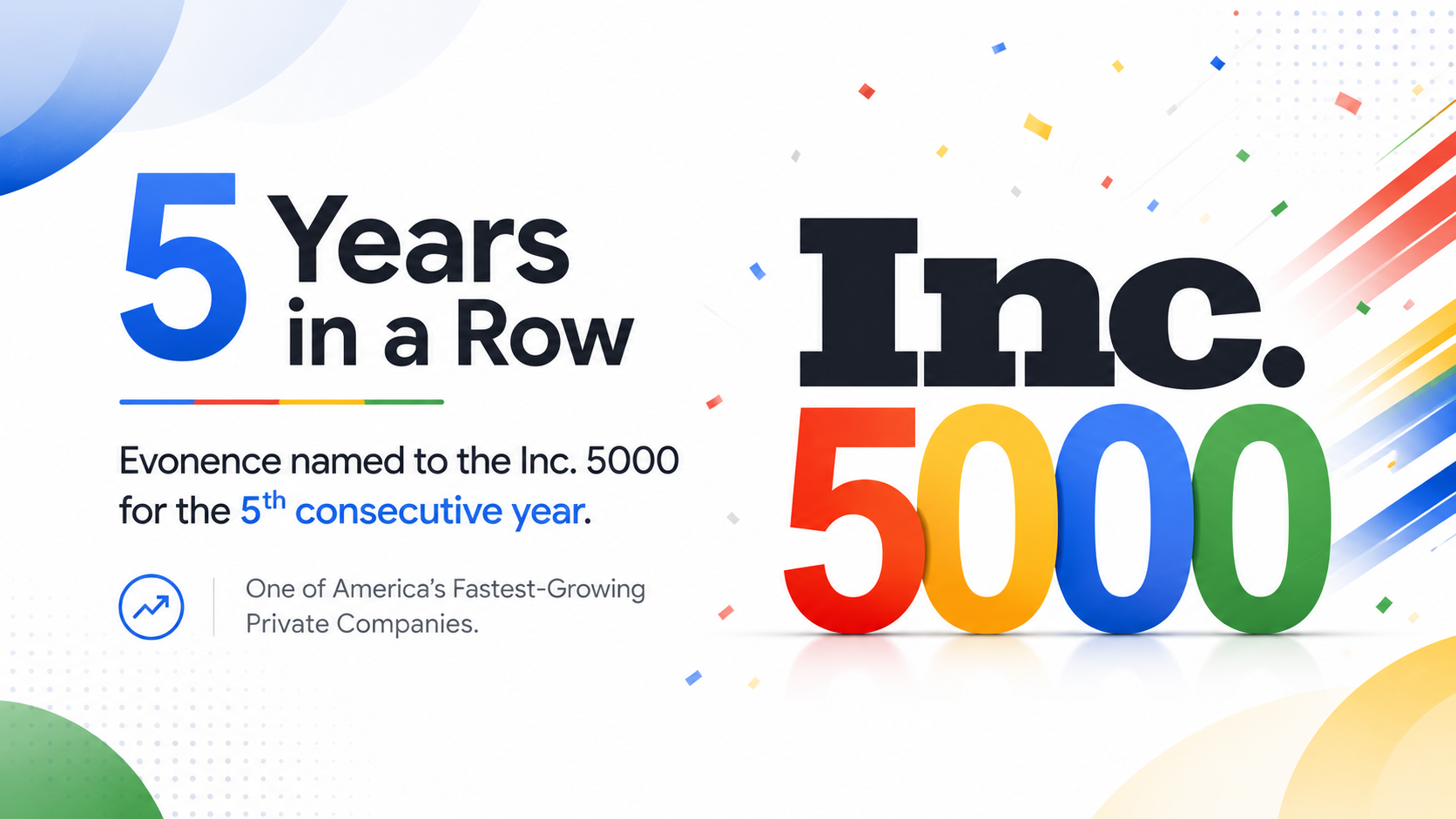 Evonence Celebrates Five Consecutive Years on the Inc. 5000
