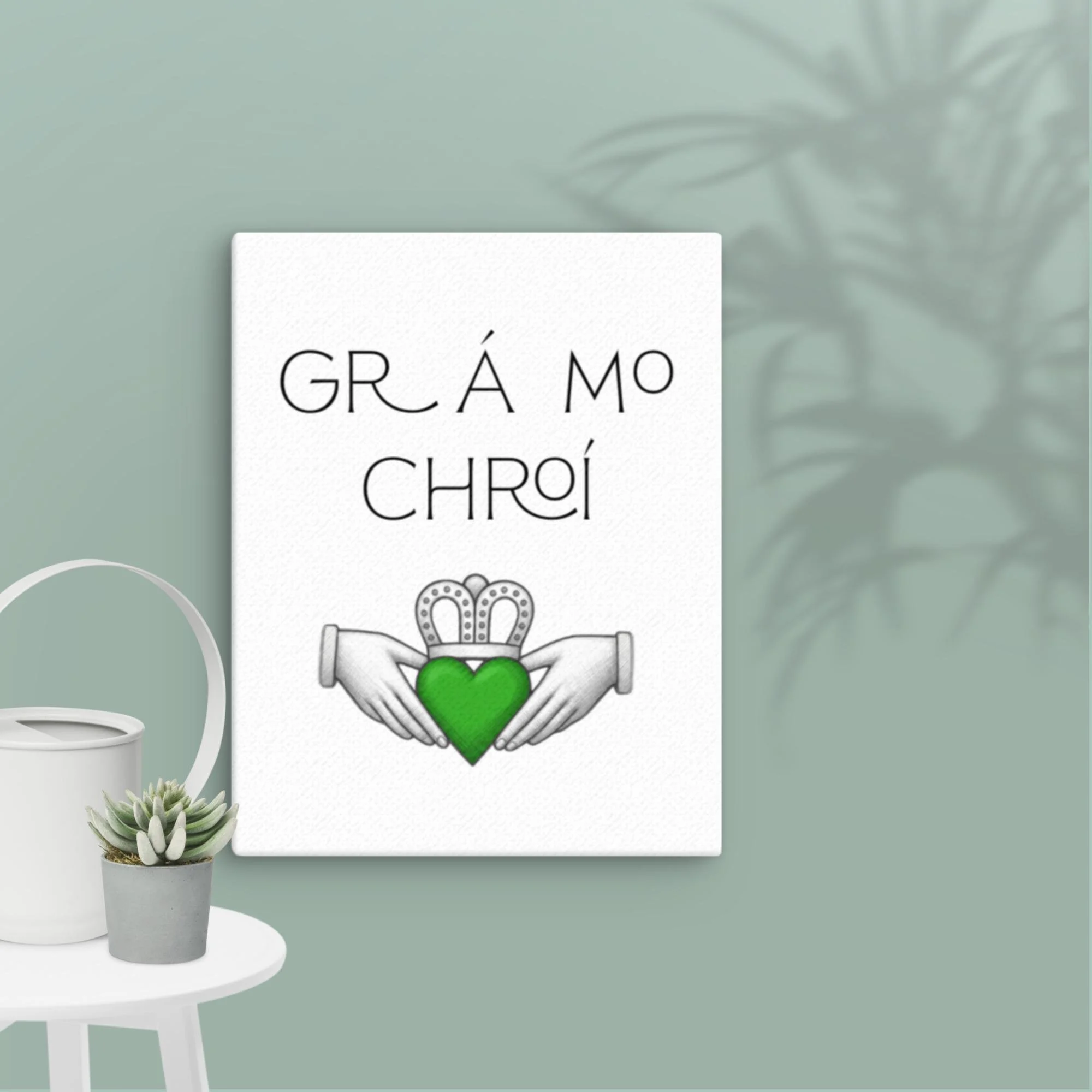 Grá Mo Chroí Claddagh Emerald Irish Design Thin canvas