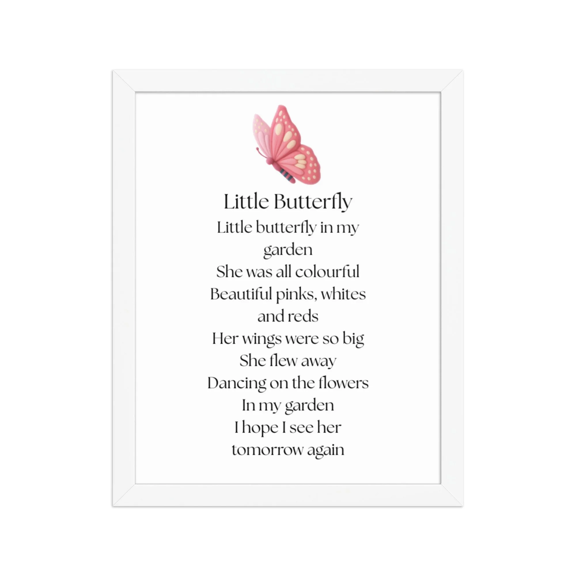 Little Butterfly Original Nursery Rhyme Framed photo paper © 2025 fpfcreative