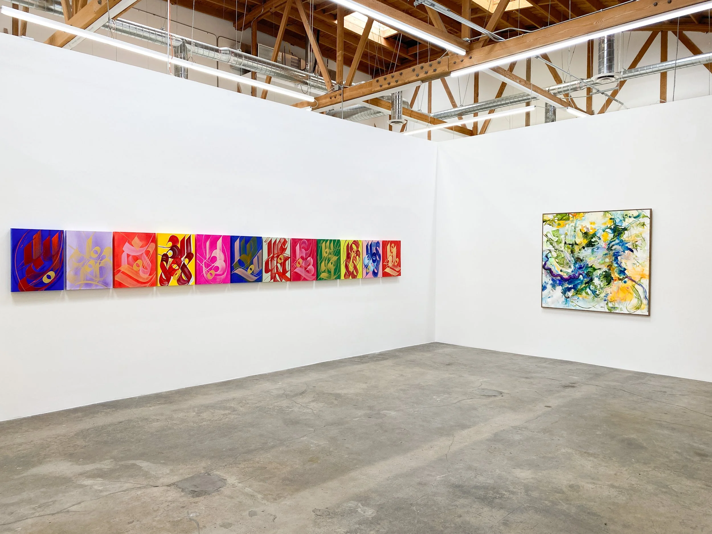 Installation views: "Rehearsal | Cicely Carew & Sneha Shrestha, a.k.a. IMAGINE," November 2-December 21, 2024, Abigail Ogilvy Gallery, Los Angeles, CA. All artwork © the artists. Photography by Abigail Ogilvy Gallery.
