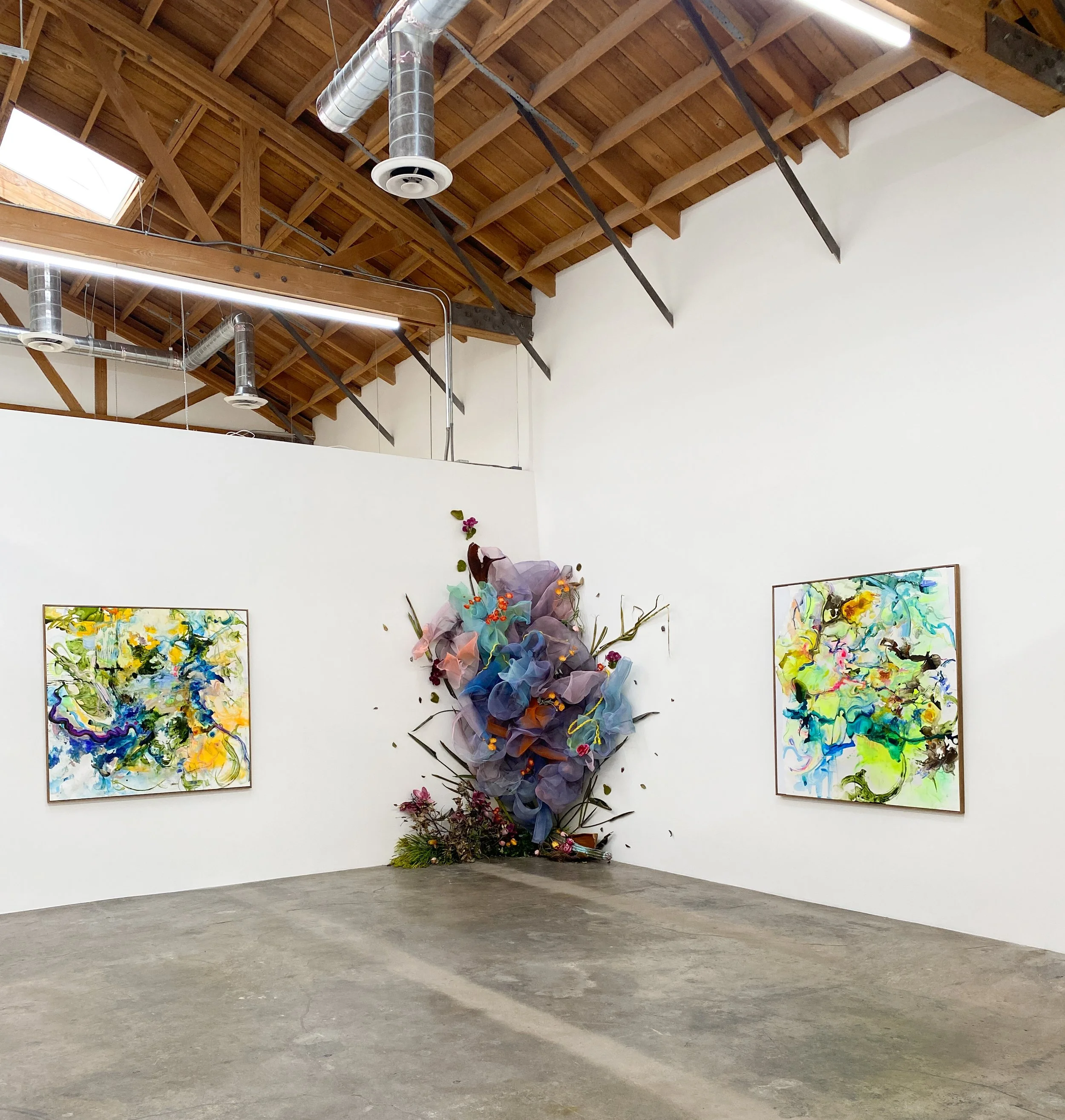 Installation views: "Rehearsal | Cicely Carew & Sneha Shrestha, a.k.a. IMAGINE," November 2-December 21, 2024, Abigail Ogilvy Gallery, Los Angeles, CA. All artwork © the artists. Photography by Abigail Ogilvy Gallery.