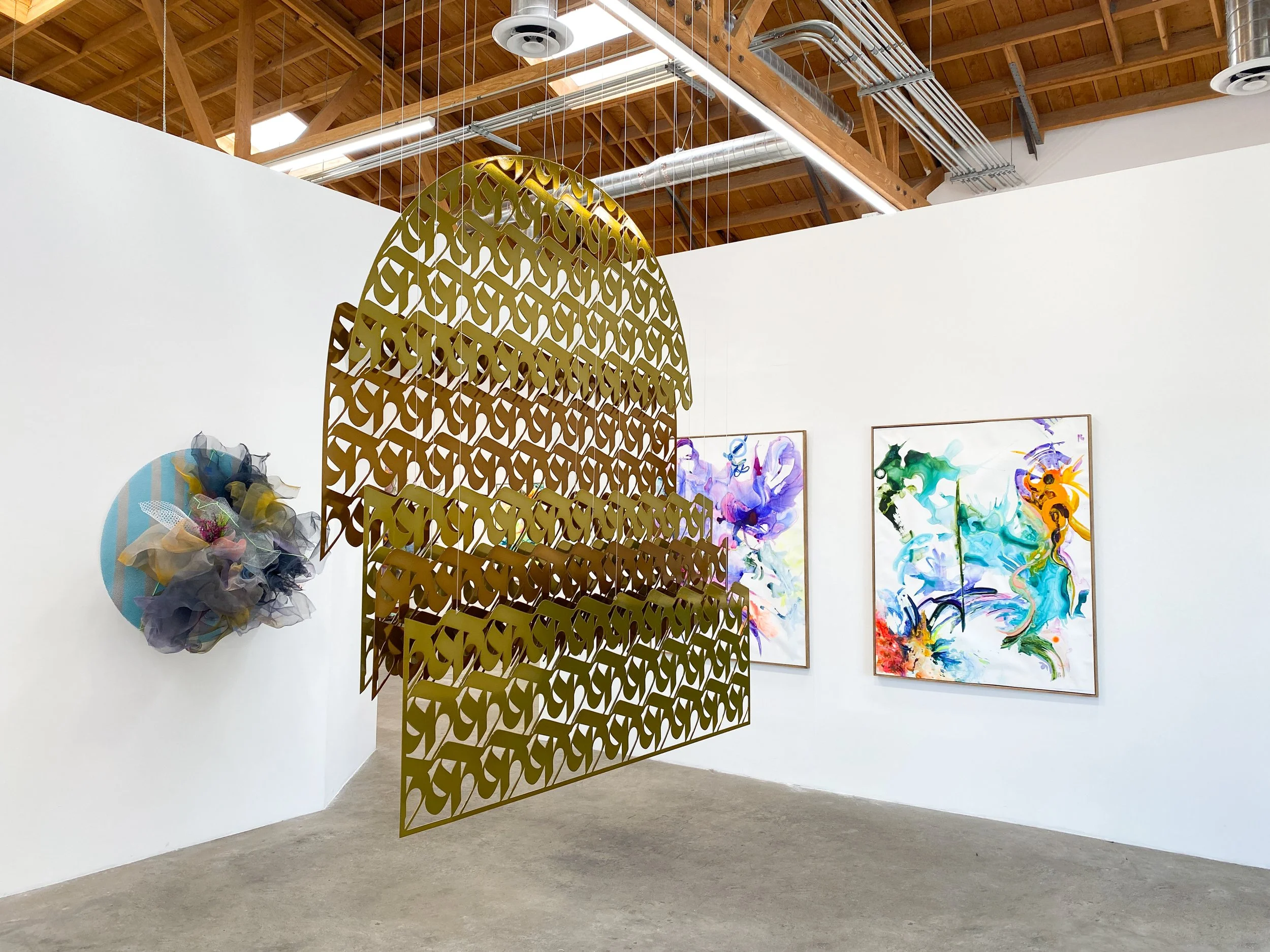 Installation views: "Rehearsal | Cicely Carew & Sneha Shrestha, a.k.a. IMAGINE," November 2-December 21, 2024, Abigail Ogilvy Gallery, Los Angeles, CA. All artwork © the artists. Photography by Abigail Ogilvy Gallery.