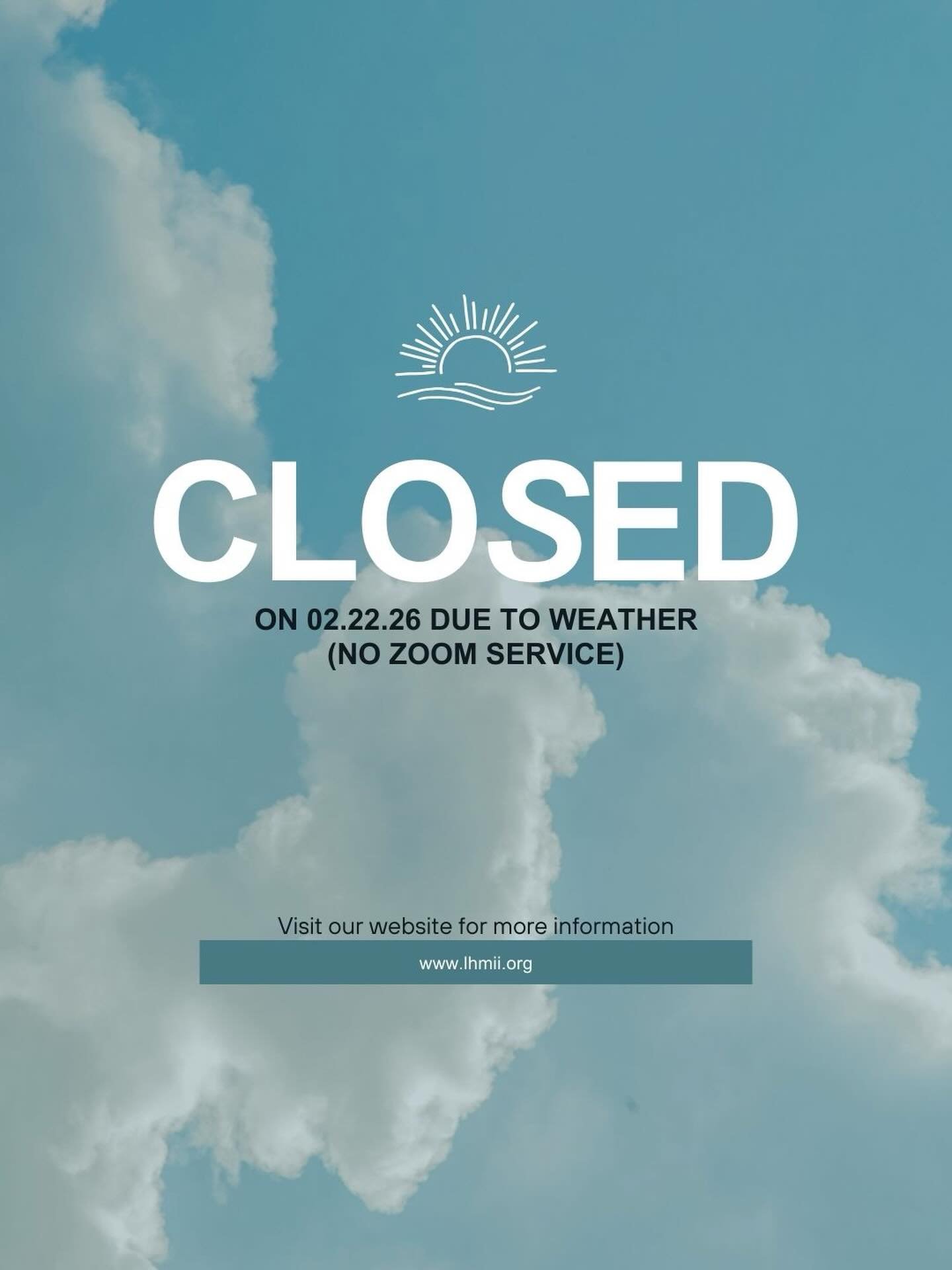 Due to the blizzard, service today is cancelled both in person and on Zoom.

Stay prayerful today &amp; feel free to catch up on full services on our channel (link in bio)!

God bless &amp; stay safe 🤍