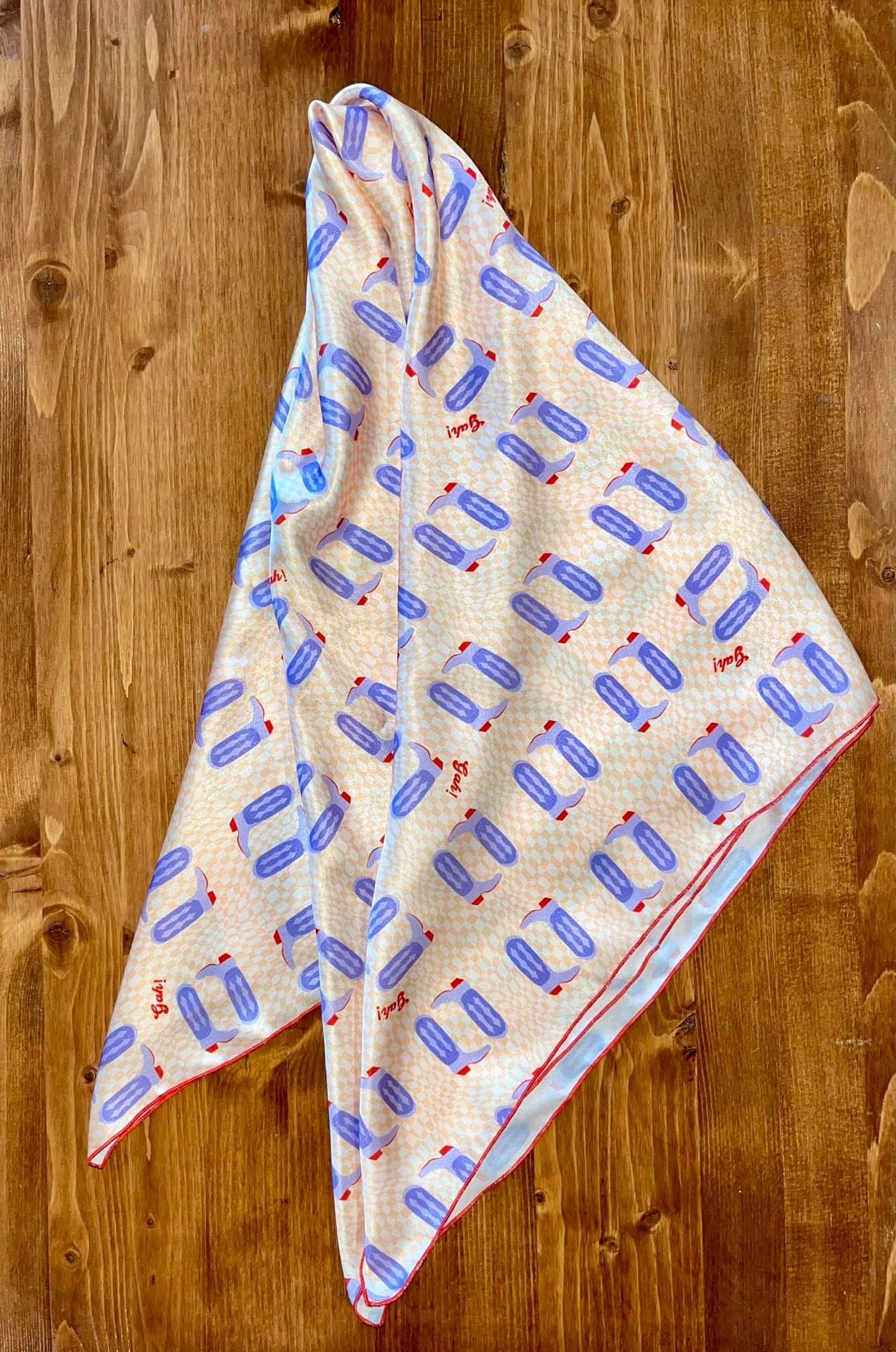 Peach, Blue, Red Cowboy Boot Wildrag
