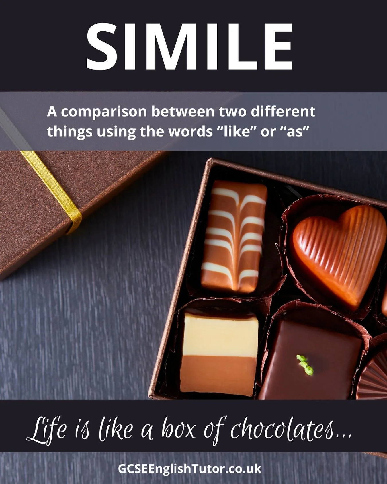 What&rsquo;s your favourite simile? Why is life like a box of chocolates? #gcseenglish #gcseenglishlanguage #gcseenglishliterature