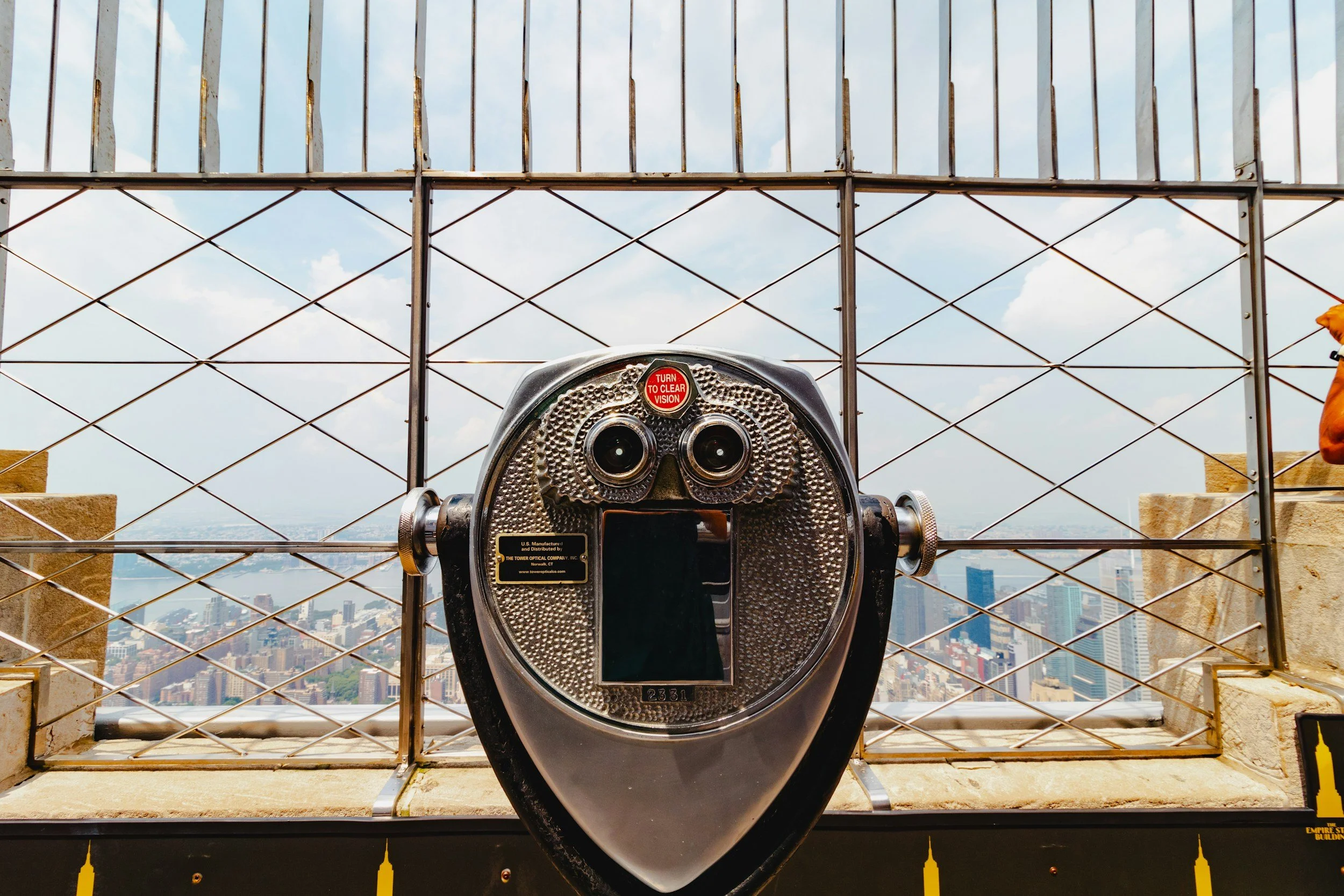 city viewpoint with binoculars