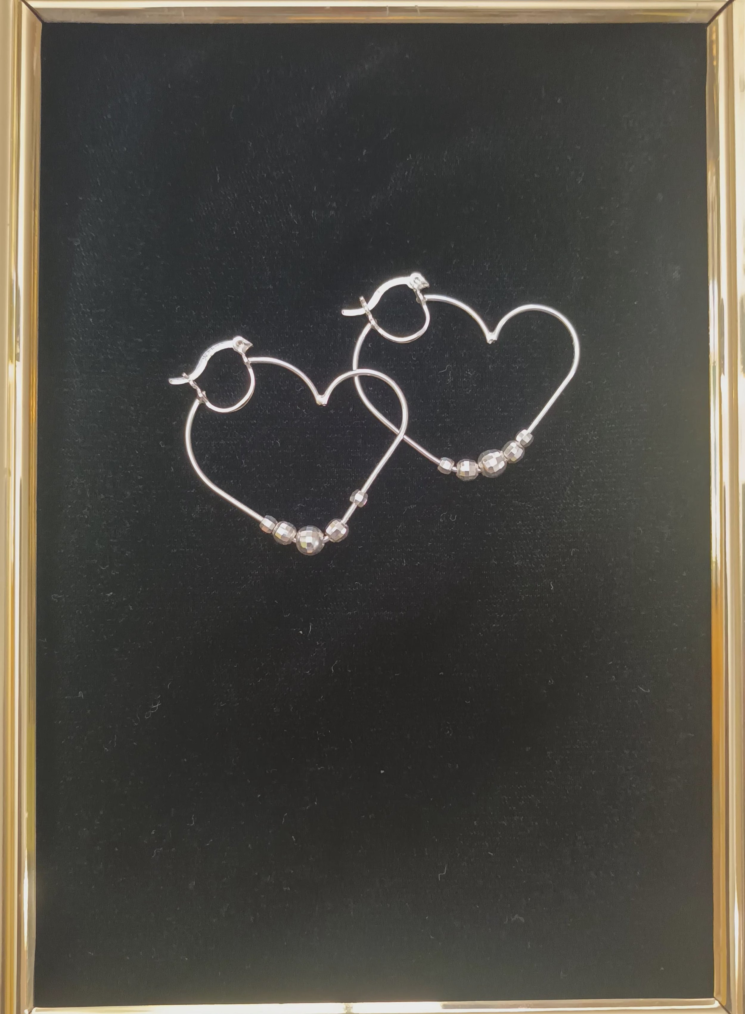 Beaded Heart Silver Earrings