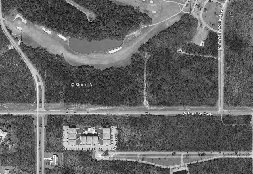 Site map showing Block IN boundaries on West Sunrise Highway