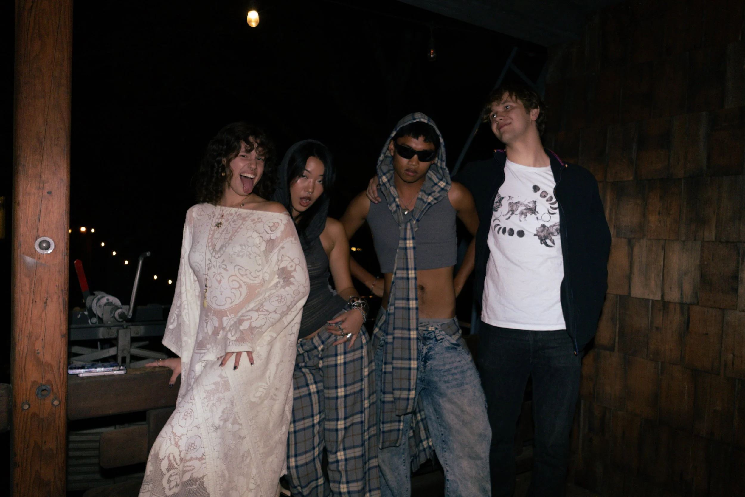 Danielle Frank and her four up-cycled designs