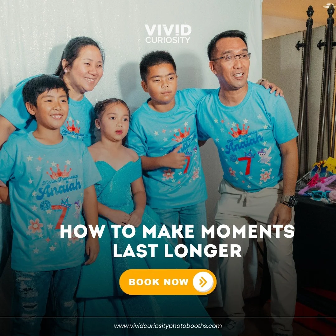 Moments happen fast.
But the right setup makes them last.

At Vivid Curiosity, we&rsquo;re always refining how we help families, friends, and teams preserve their celebrations in a meaningful way. And we&rsquo;re excited to share that we&rsquo;re con