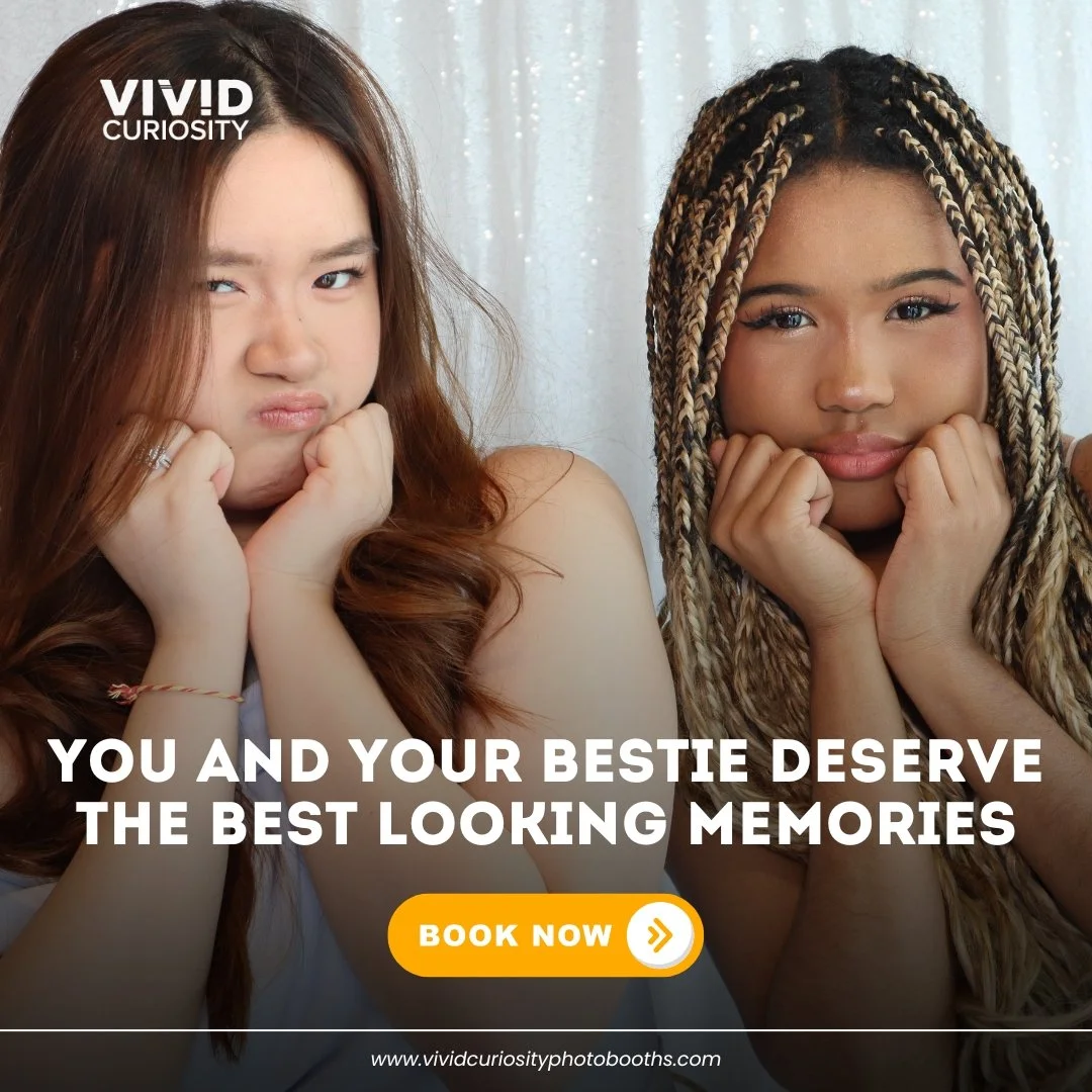 Bestie photos hit different when the camera actually does you justice. 👯📸

No grainy phone shots. No awkward angles. Just crisp, flattering, DSLR-quality photos that capture exactly how good you both looked that night.

At Vivid Curiosity Photoboot
