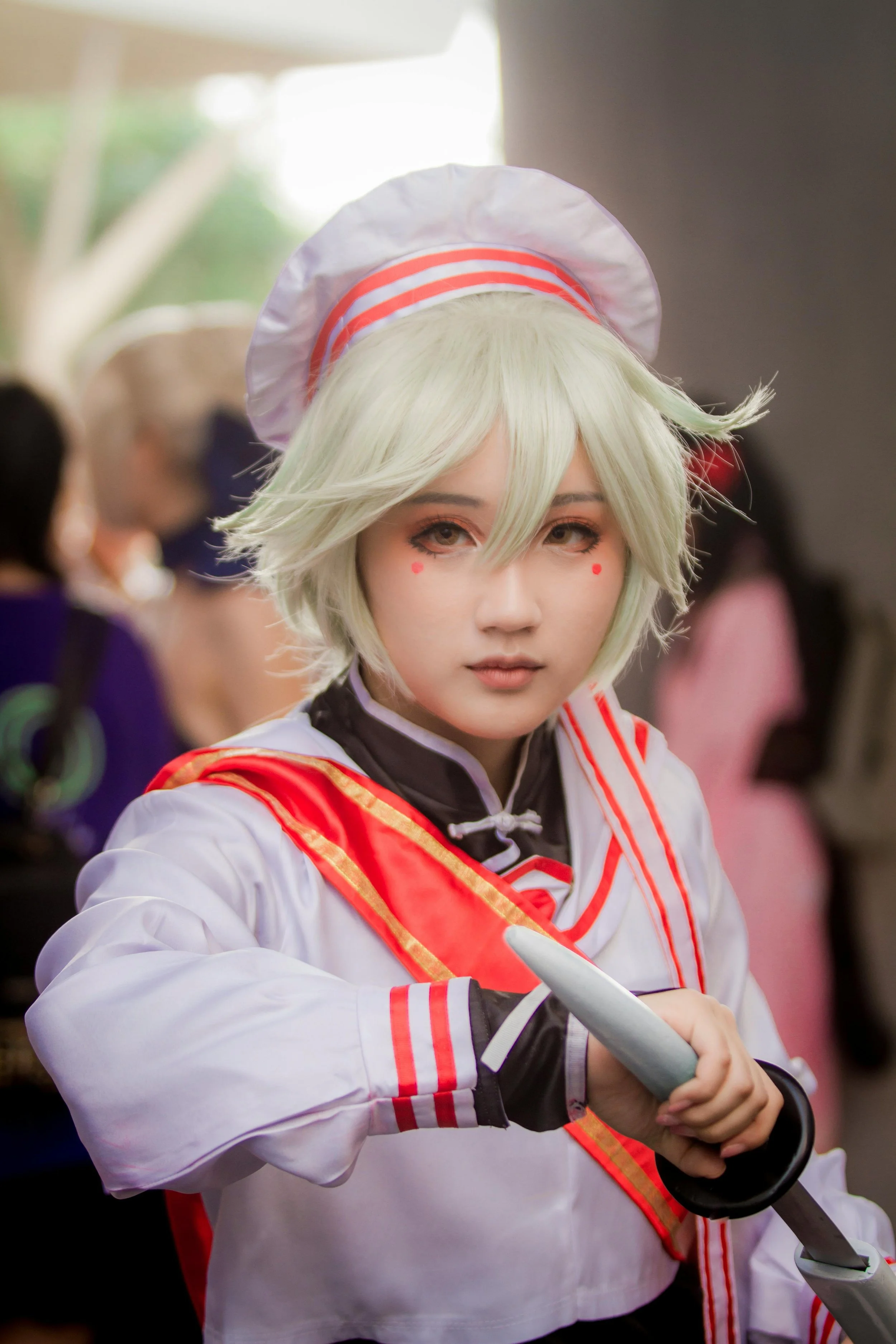 A cosplayer posing in character.