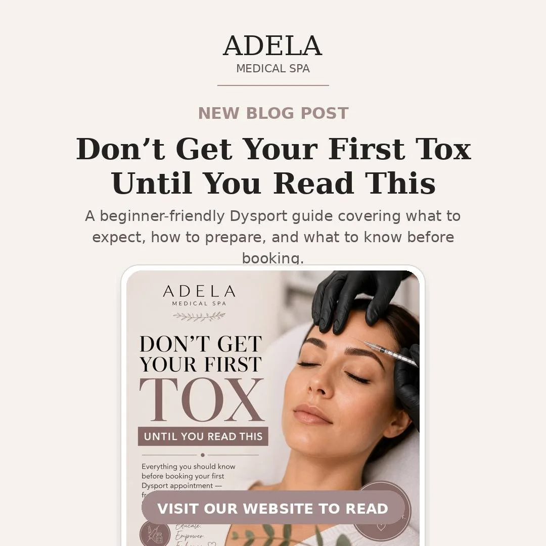 New on the blog ✨

Thinking about booking your first tox appointment? Our newest blog breaks down what to know before your first Dysport visit &mdash; including what to expect, how to prepare, and how to feel confident before you book.

Visit our web