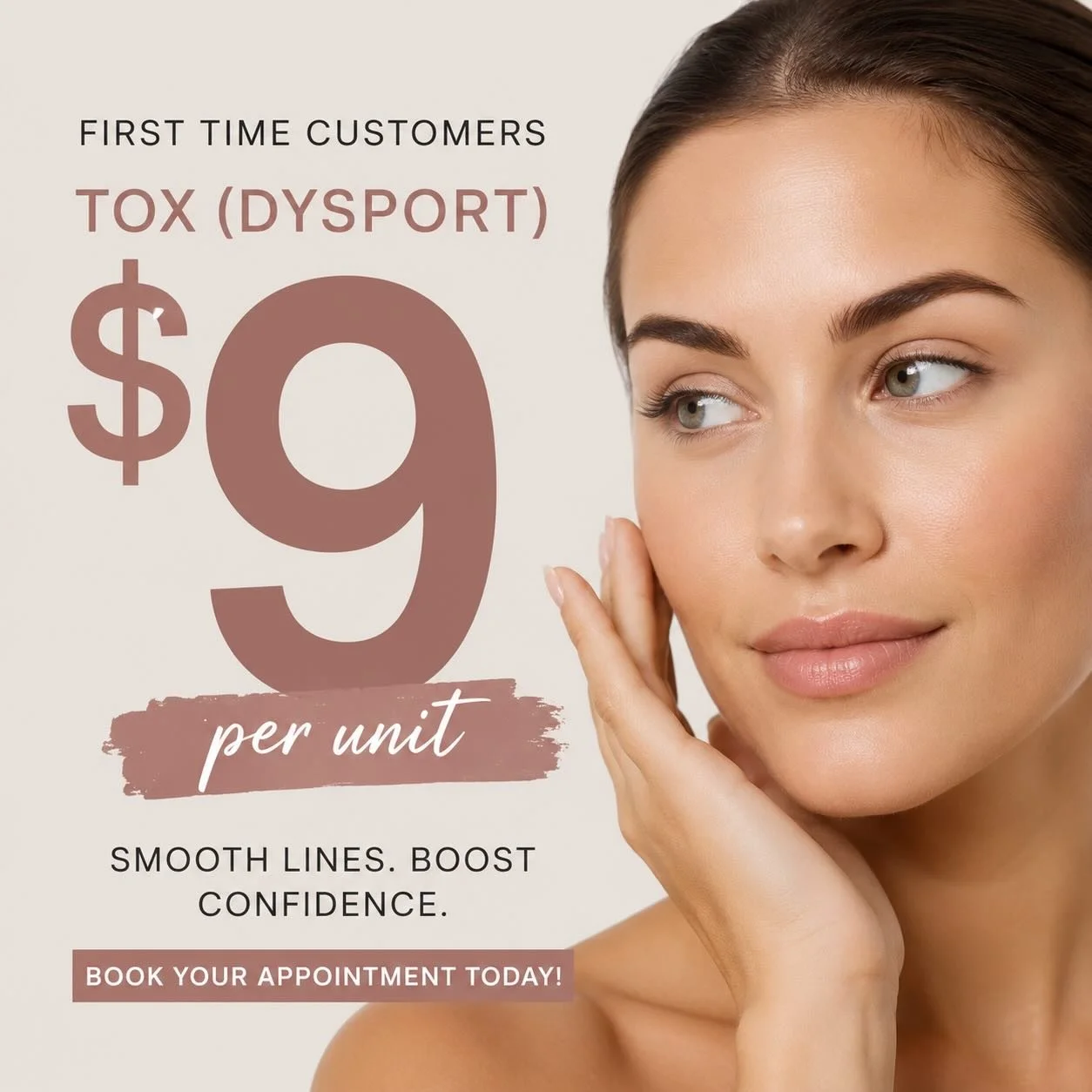 ✨ First Time Customer Special! ✨

Ready to refresh your look? Now is the perfect time to experience Tox (Dysport)!

💉 Only $9 per unit for first-time customers.

Whether you want to soften forehead lines, smooth crow&rsquo;s feet, or achieve a natur