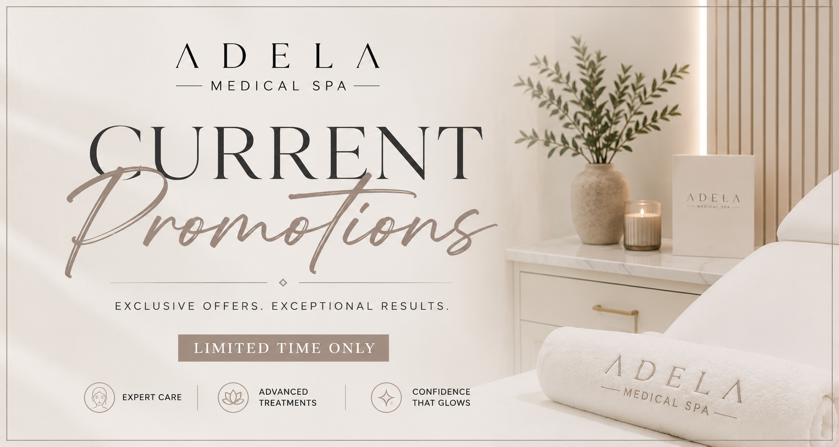 Current medical spa promotions and special offers on aesthetic, skincare, body-contouring, and wellness treatments at Adela Medical Spa in Canton, Ohio