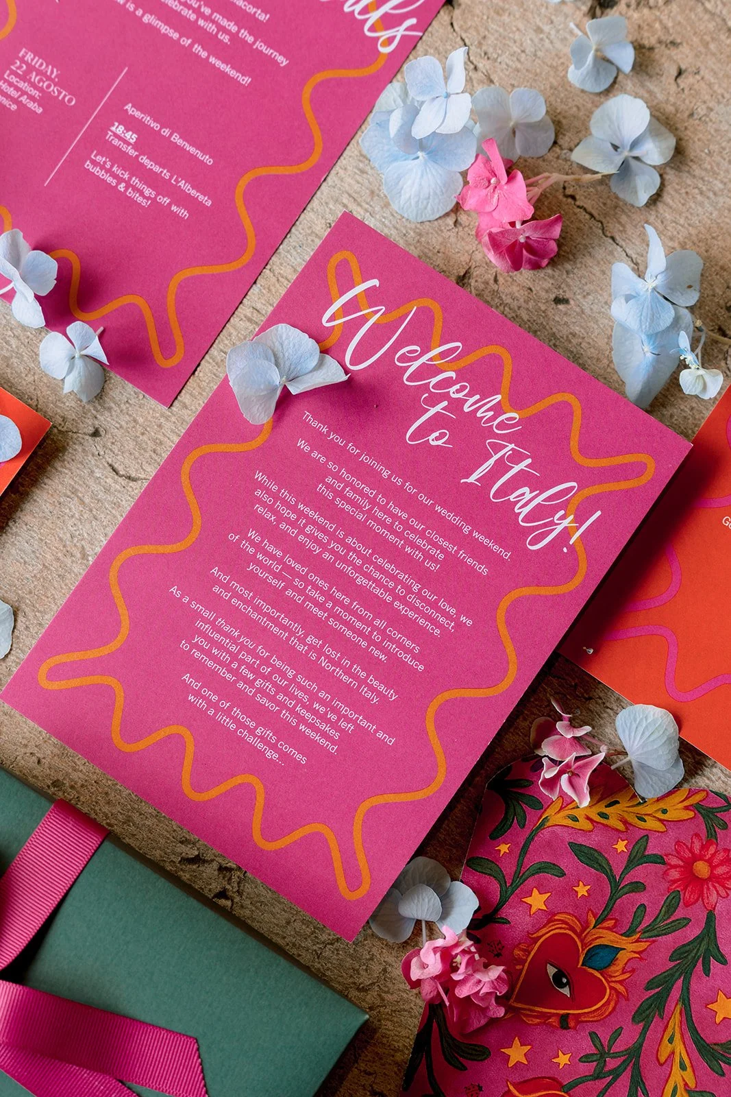 Travel-themed wedding details: airport-inspired table settings and luggage tag place cards