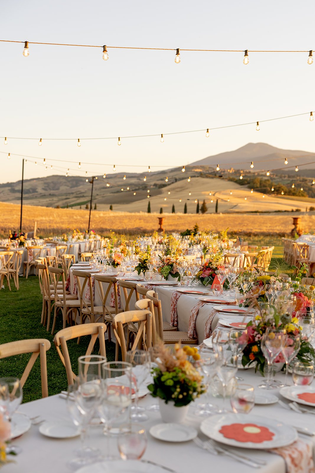 A luxury outdoor wedding reception in Tuscany planned by native Italian expert Lalla Crippa