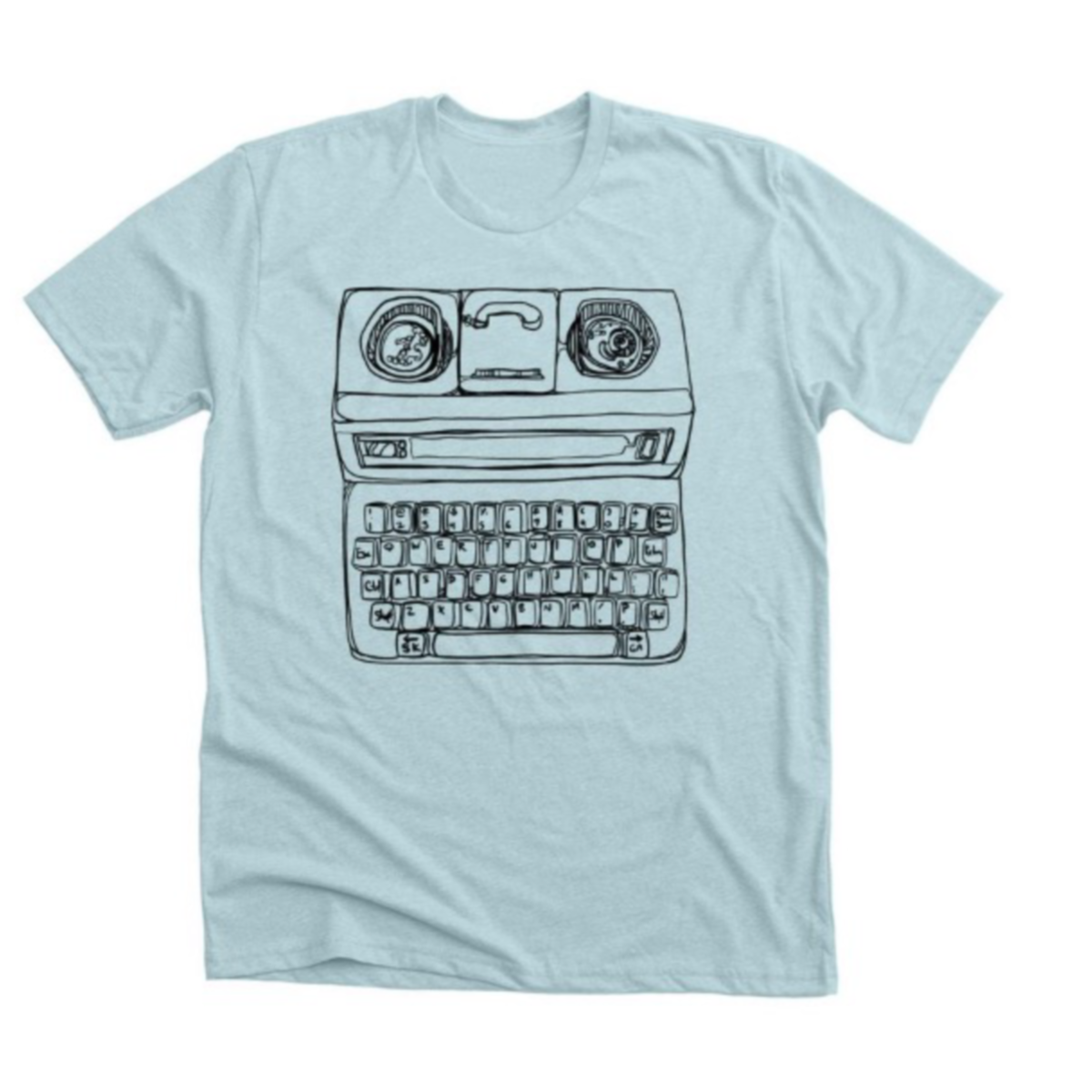 Light blue T-shirt with a black outline illustration of a TTY