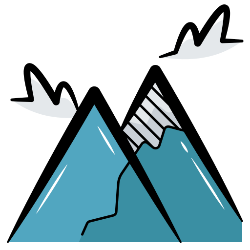 A Cartoon icon of two mountains.