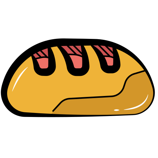 A simple cartoon icon of a loaf of bread.
