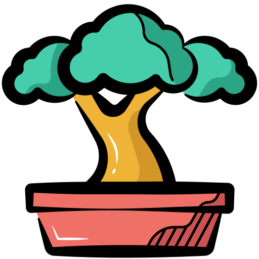 Cartoon icon of a potted tree.