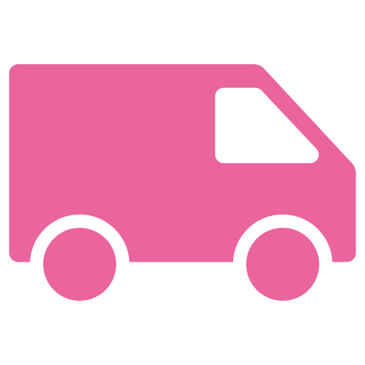 A simple pink icon of a food truck.