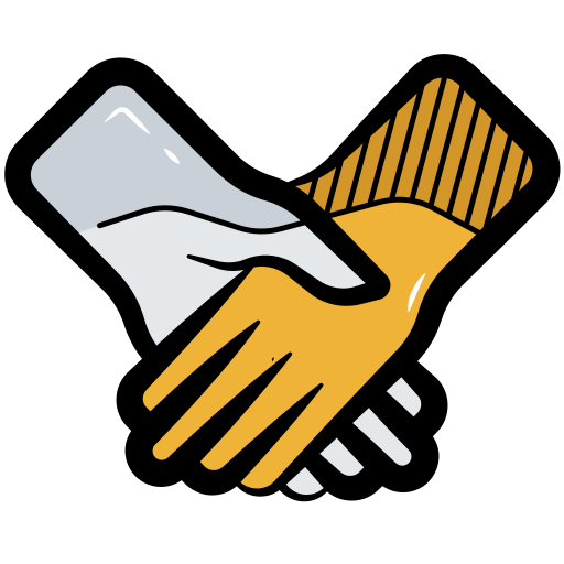 A cartoon icon of two hands holding each other.