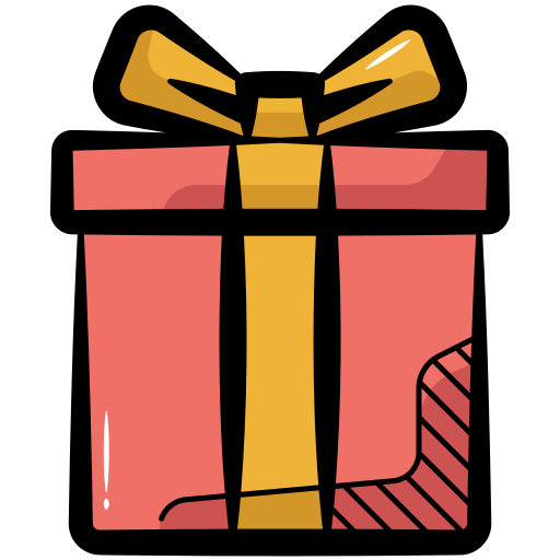 A simple icon or a red gift with a yellow bow.