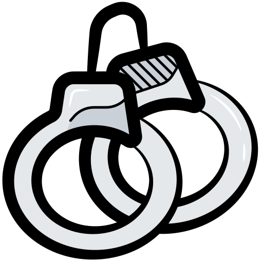 A cartoon icon of handcuffs.