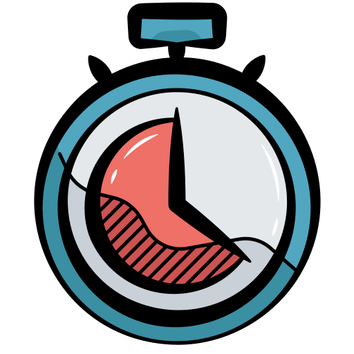 A cartoon icon of a stopwatch.
