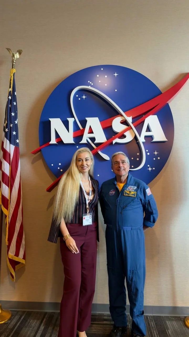 Our founder Natalie Vaulin with astronaut Don Thomas at the Kennedy Space Center.