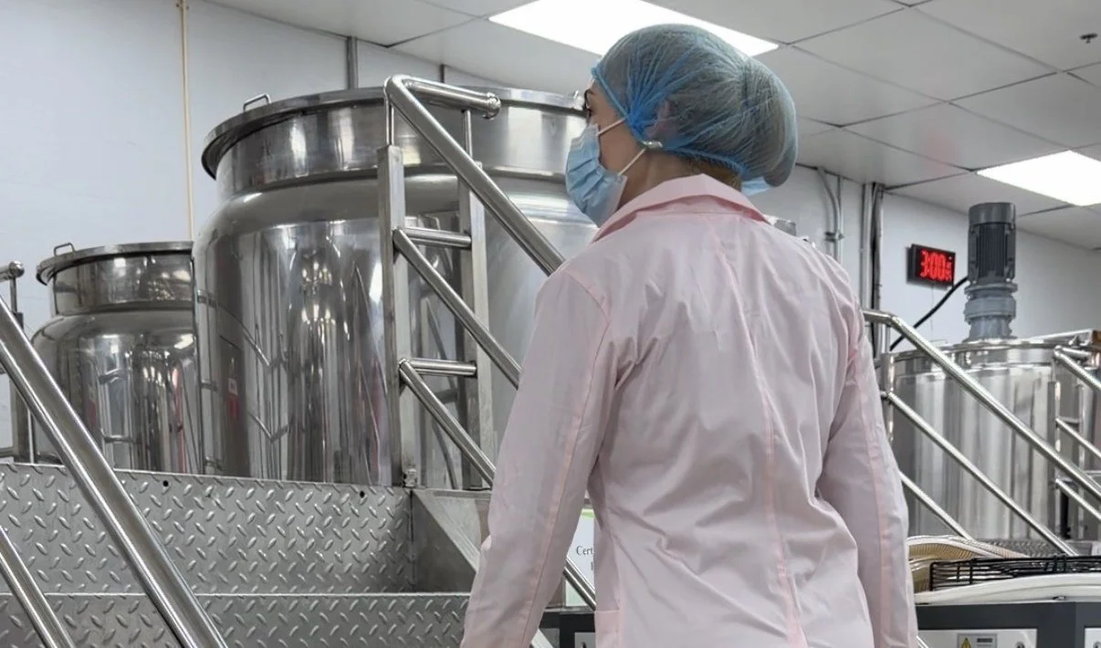 Production floor and mixing tanks at the Vaulabs facility in Clearwater, Florida