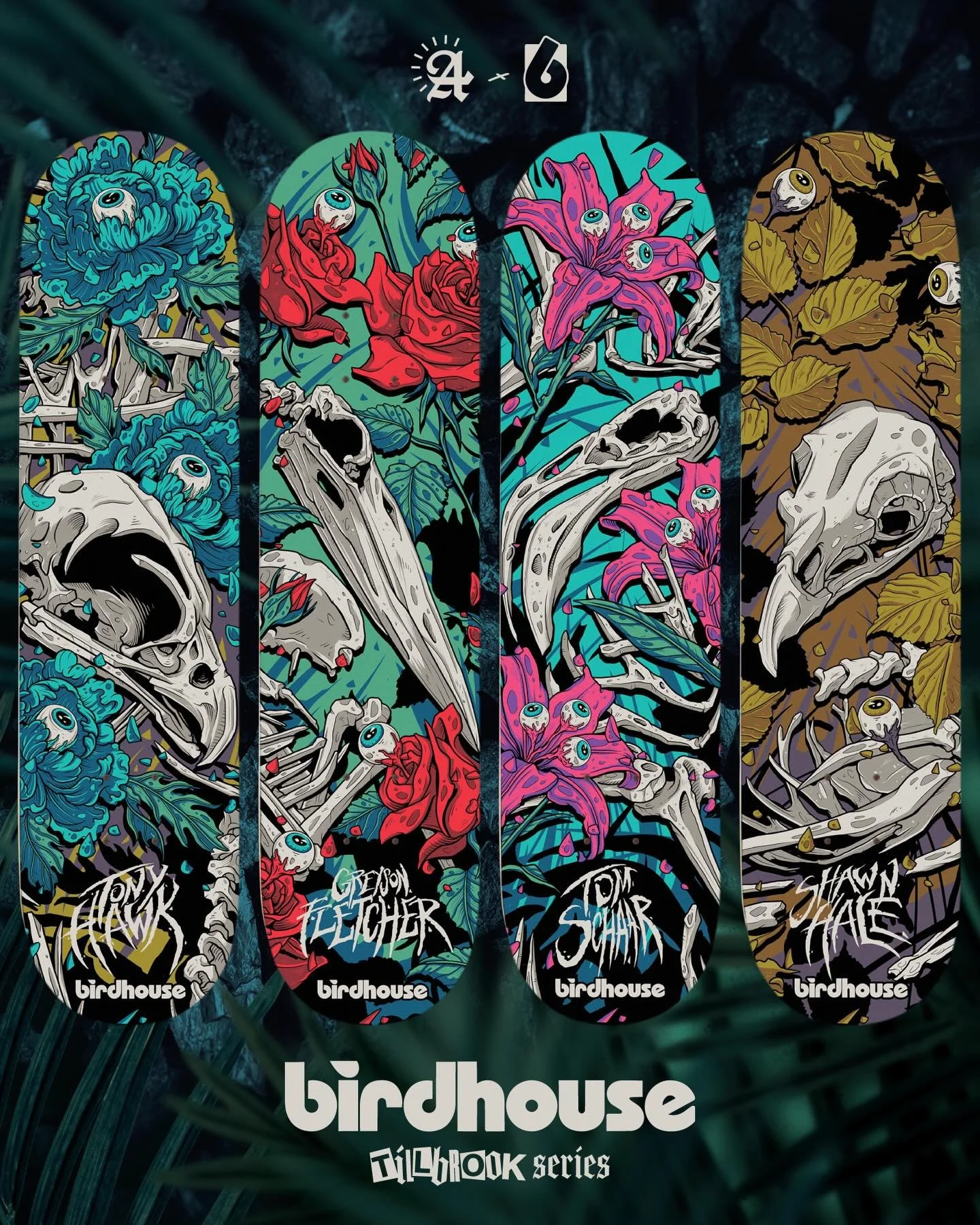 Birdhouse x Tillbrook series 2026

-

@birdhouseskateboards @tonyhawk @hale @greyson_fletcher @tomschaar 

#birdhouseskateboards #tonyhawk #skateboard #art #illustration