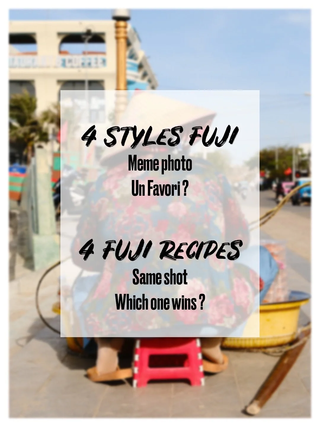 Fujifilm SOOC &mdash; Same Photo, 4 Films

EN (en Fran&ccedil;ais plus bas)

Same Photo. 4 Films. Which one is yours?

Four recipes, two scenes, zero editing. All straight out of the X-T5 &mdash; no Lightroom, no filter, nothing added.

It&rsquo;s an