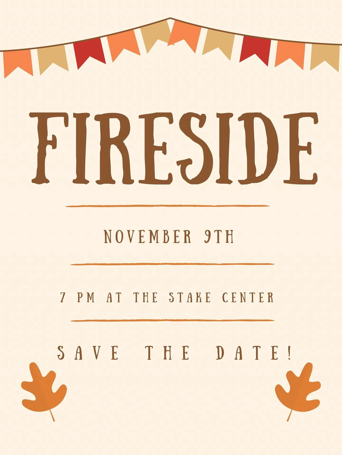 Save the date! Our next youth fireside is November 9, 7pm at the stake center in Trophy Club 🤍