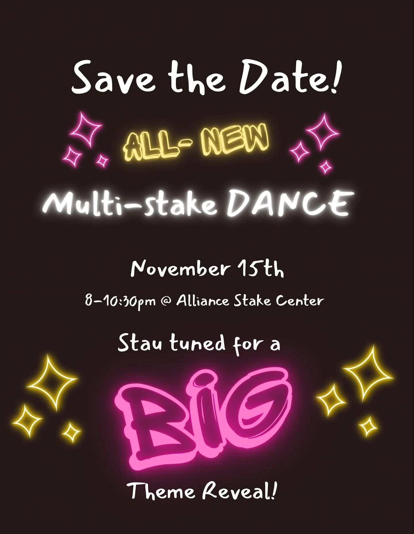 Alliance is hosting a multi stake dance in November. It&rsquo;s going to be epic. You won&rsquo;t want to miss it!