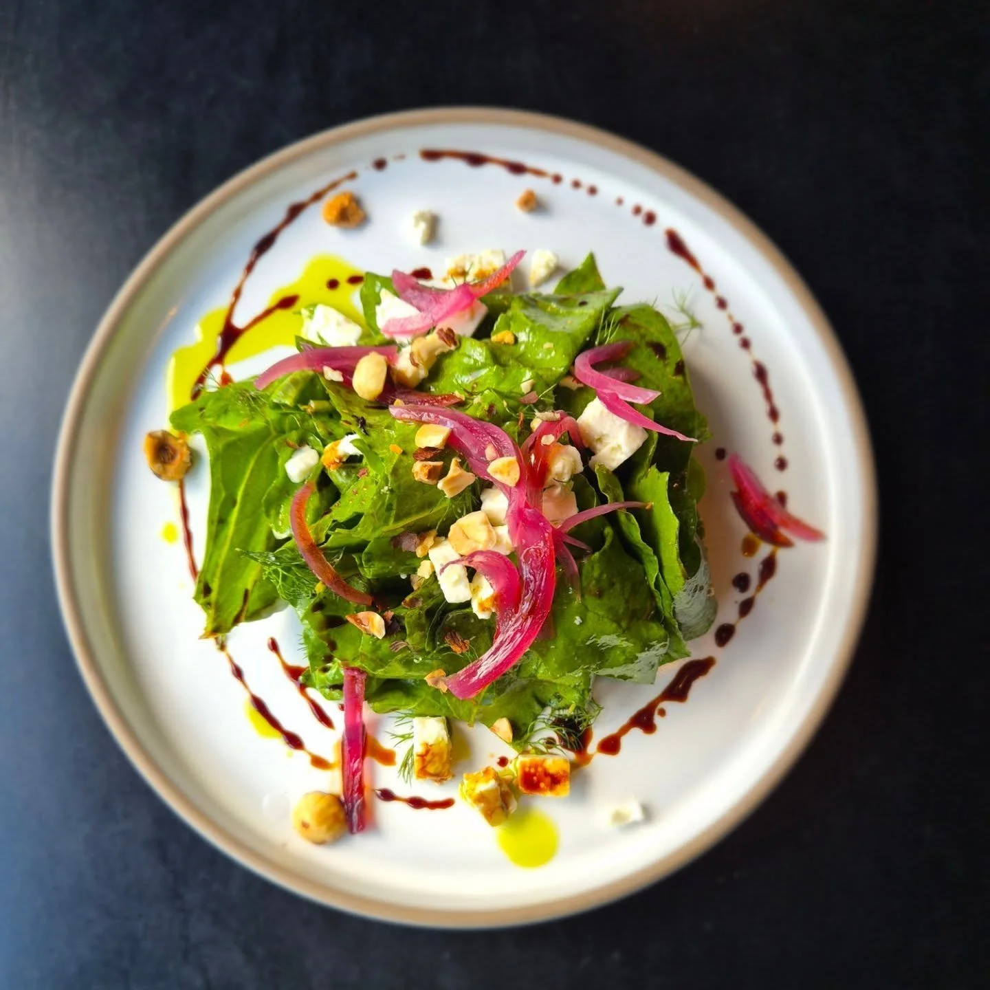 Salad Season. 
Oisin's spinach, St Tola Greek style, fennel, hazelnuts.