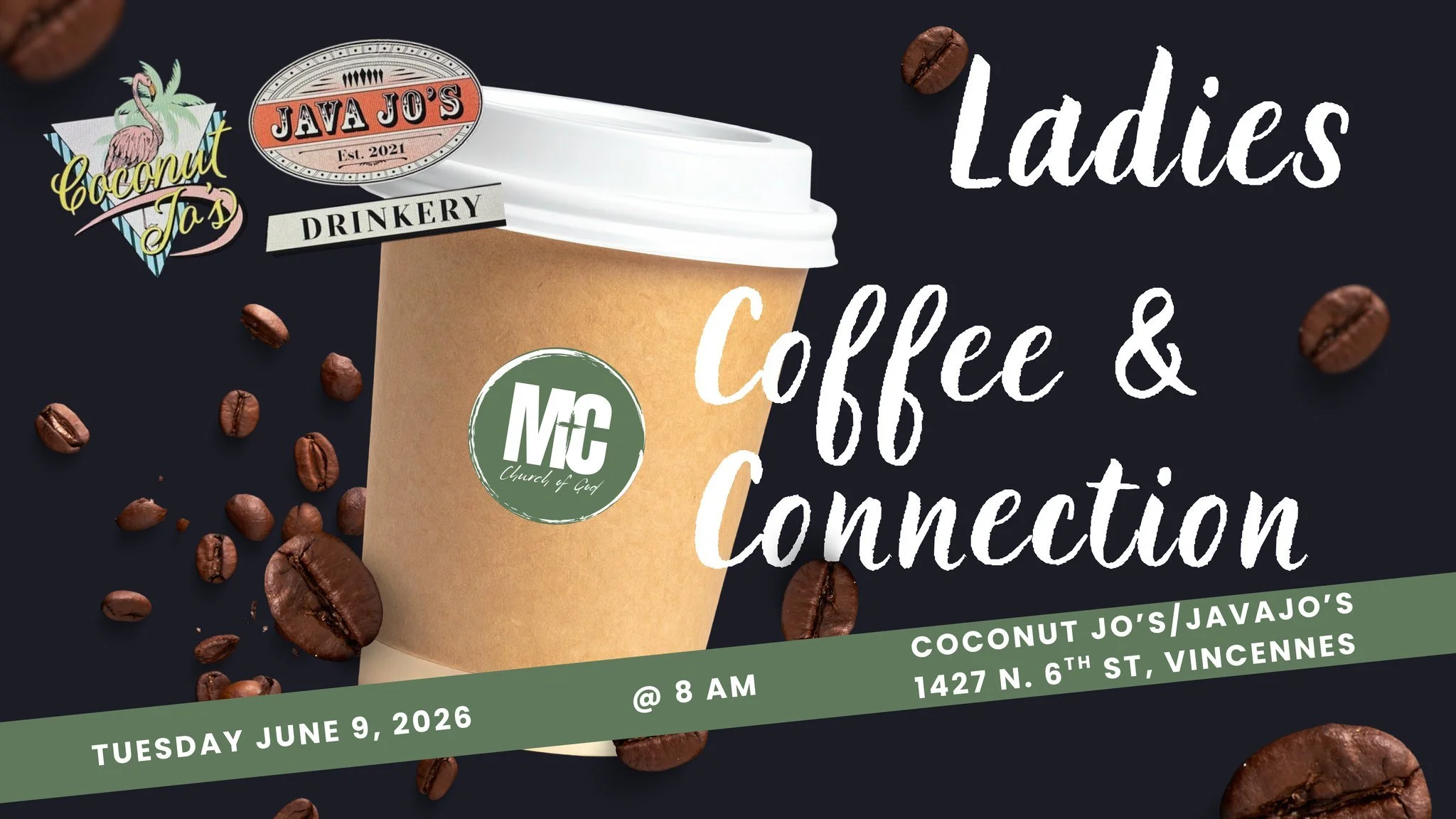 Ladies! Join us tomorrow morning!

Come enjoy a cup of coffee, meaningful fellowship, and uplifting conversation as we grow together in faith and friendship.

Who: All ladies, young to not as young 😉
When: Tuesday June 9, 2026 @ 8 AM
Where: Coconut 