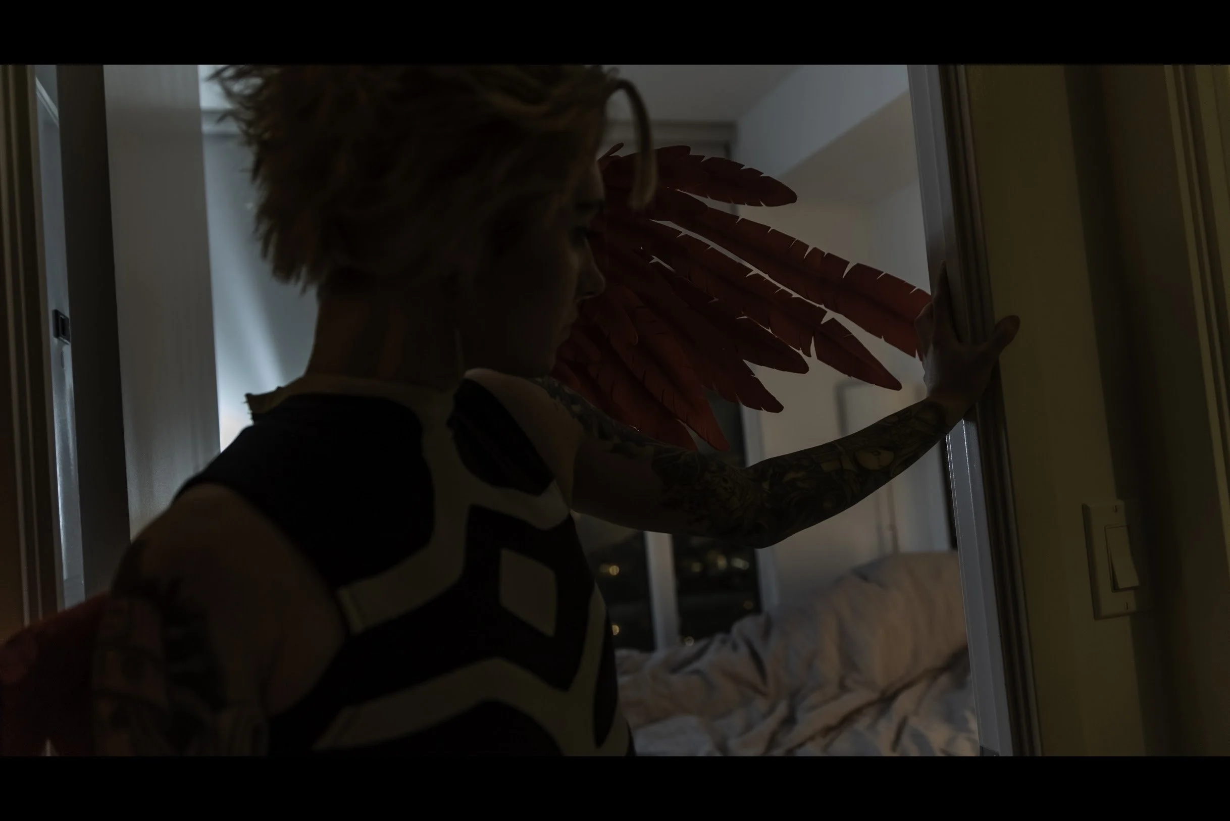 Leaving quietly, so as not to wake the other man, Hawks glances back under his wing, before leaving, taking wing silently into the night.