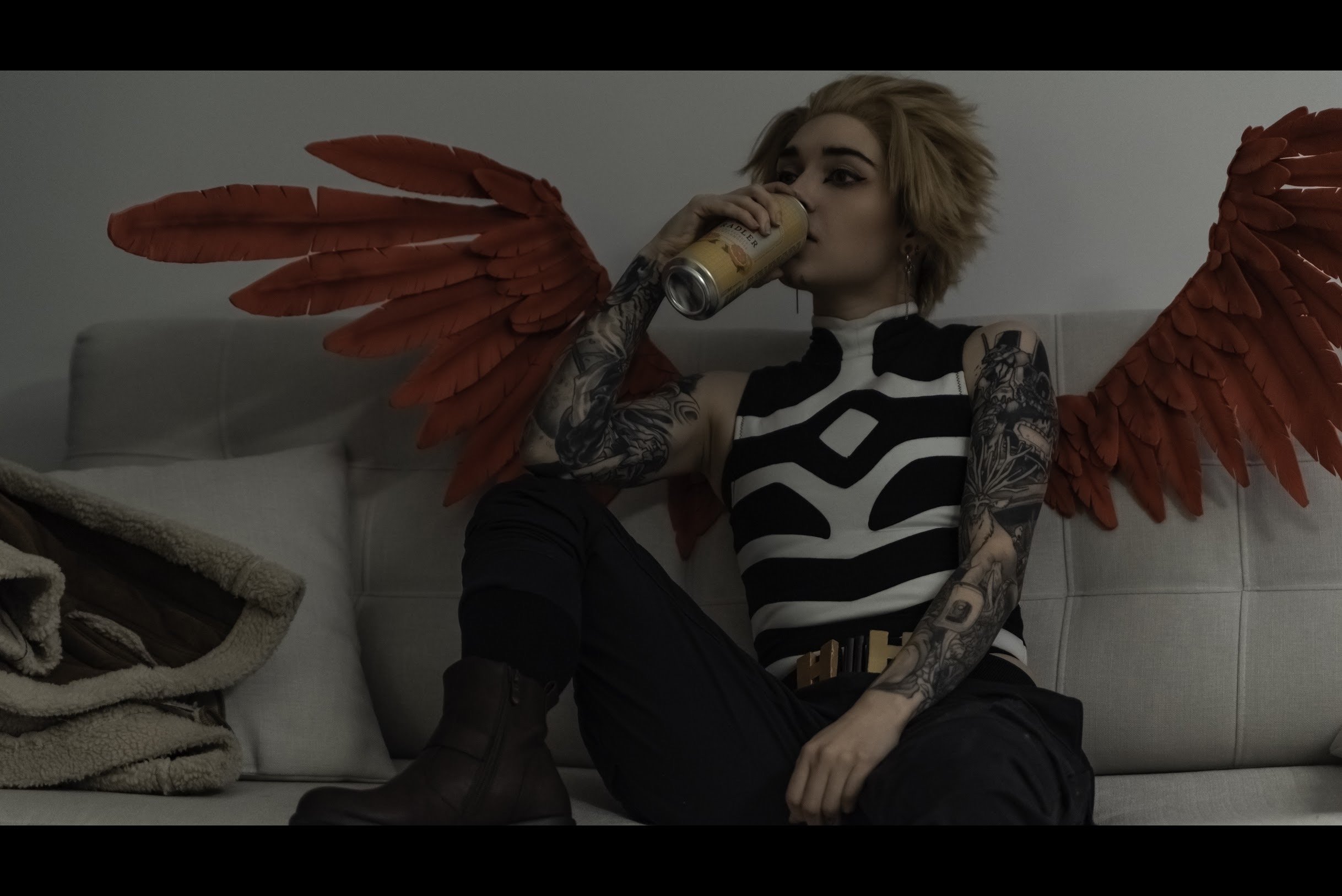 More drinking, sitting on the couch, trying not to look as though he's impatient.