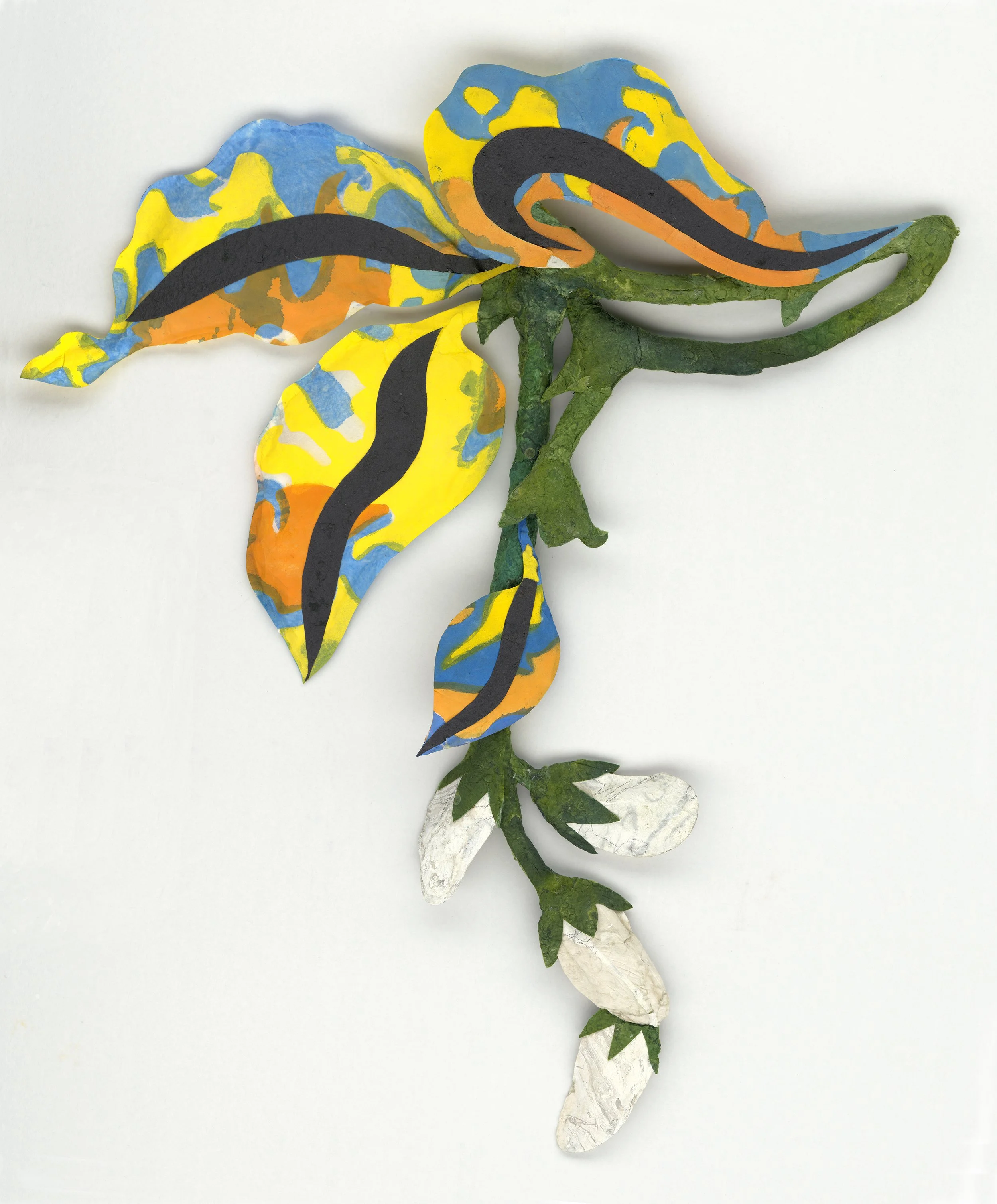 Sweet Pea, Ink, handmade paper, cotton,
wire , 45 in h. x 40 in w., 2026.