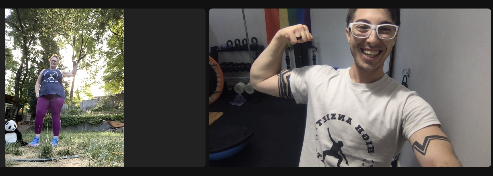 screenshot of online personal fitness training meeting session