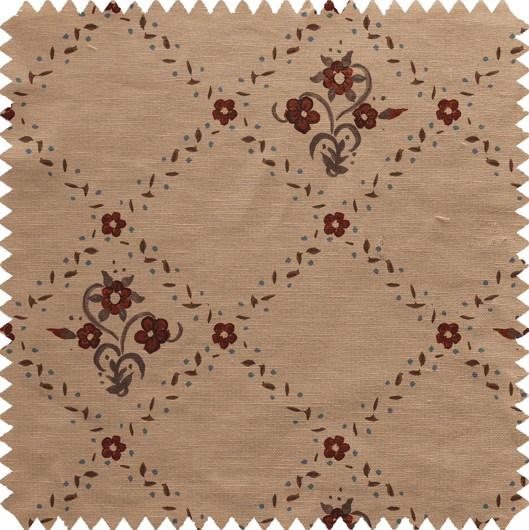 Trellis Flower Fabric in Burgundy